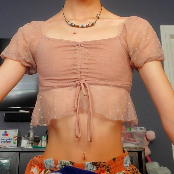 Fairycore dusty rose scrunch top - Picture 2 of 6